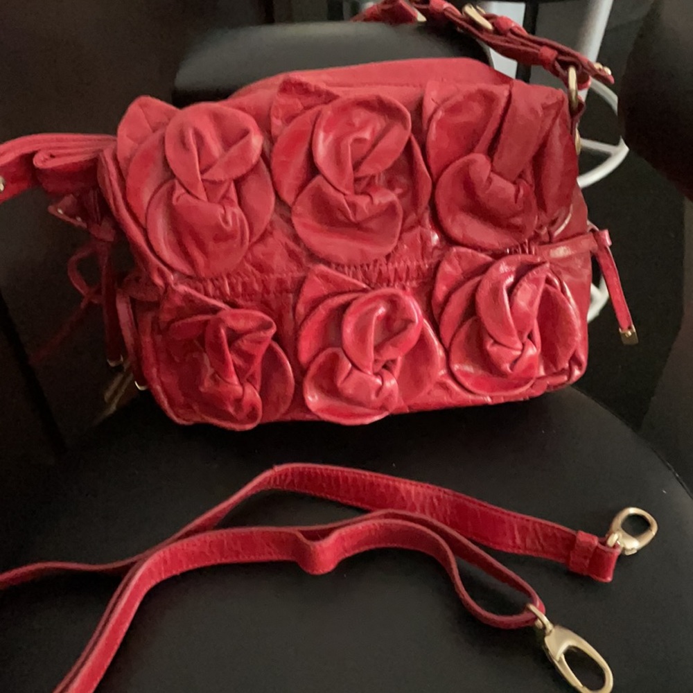 Vintage leather Cynthia Rowley Red handbag - Picture 4 of 6